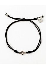 MY SAINT MY HERO Filled by Faith Cross Bracelet - Black/Silver