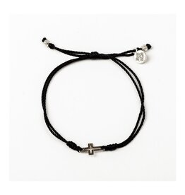 MY SAINT MY HERO Filled by Faith Cross Bracelet - Black/Silver