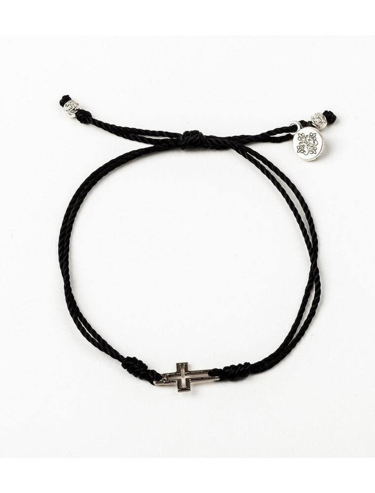 MY SAINT MY HERO Filled by Faith Cross Bracelet - Black/Silver