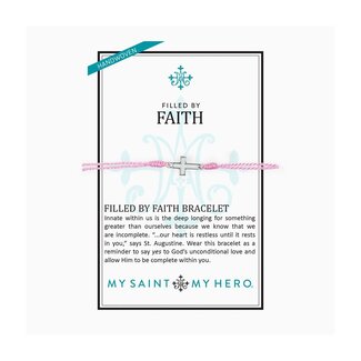 MY SAINT MY HERO Filled by Faith Cross Bracelet - Pink/Silver