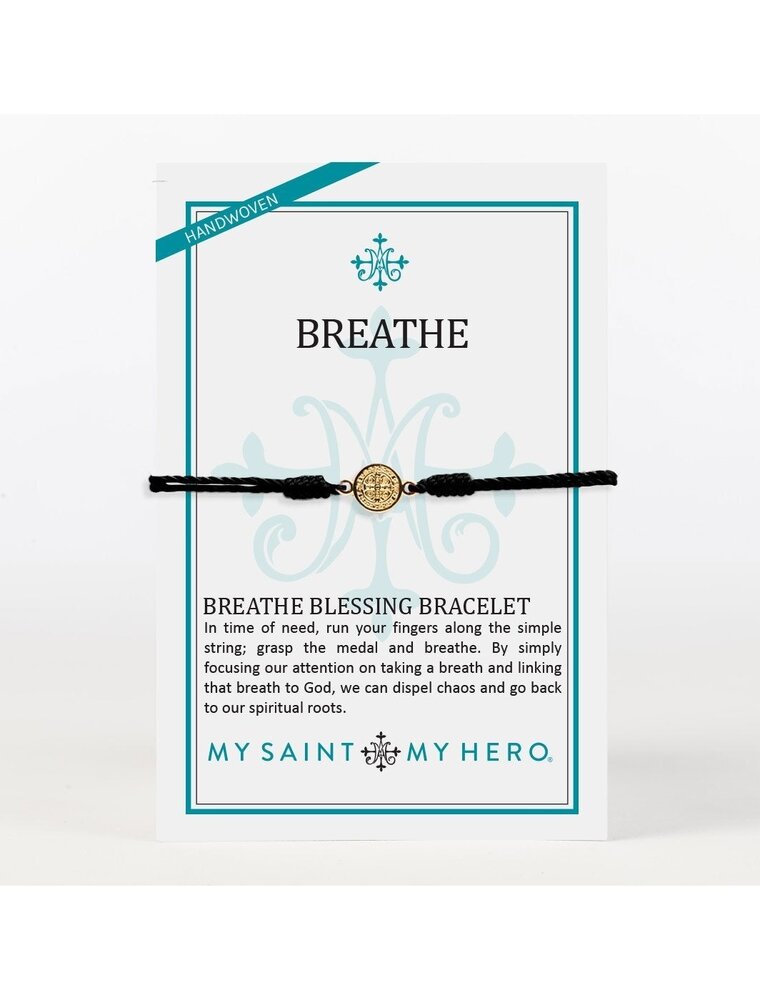 MY SAINT MY HERO Breathe Blessing Bracelet - Black/Gold