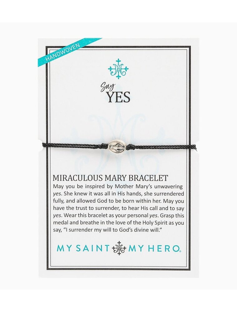 MY SAINT MY HERO Say Yes Miraculous Mary Bracelet - Black/Silver