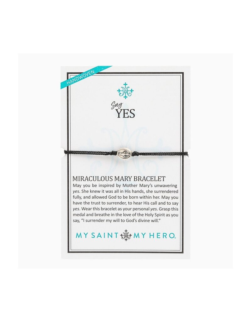 MY SAINT MY HERO Say Yes Miraculous Mary Bracelet - Black/Silver