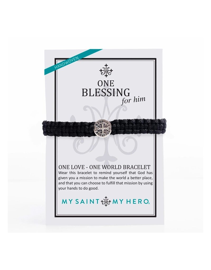 MY SAINT MY HERO One Blessing For Him Bracelet (Men's) - Black/Silver