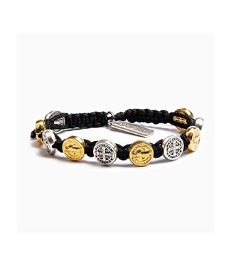 MY SAINT MY HERO Benedictine Blessing Bracelet - Black/Two Tone