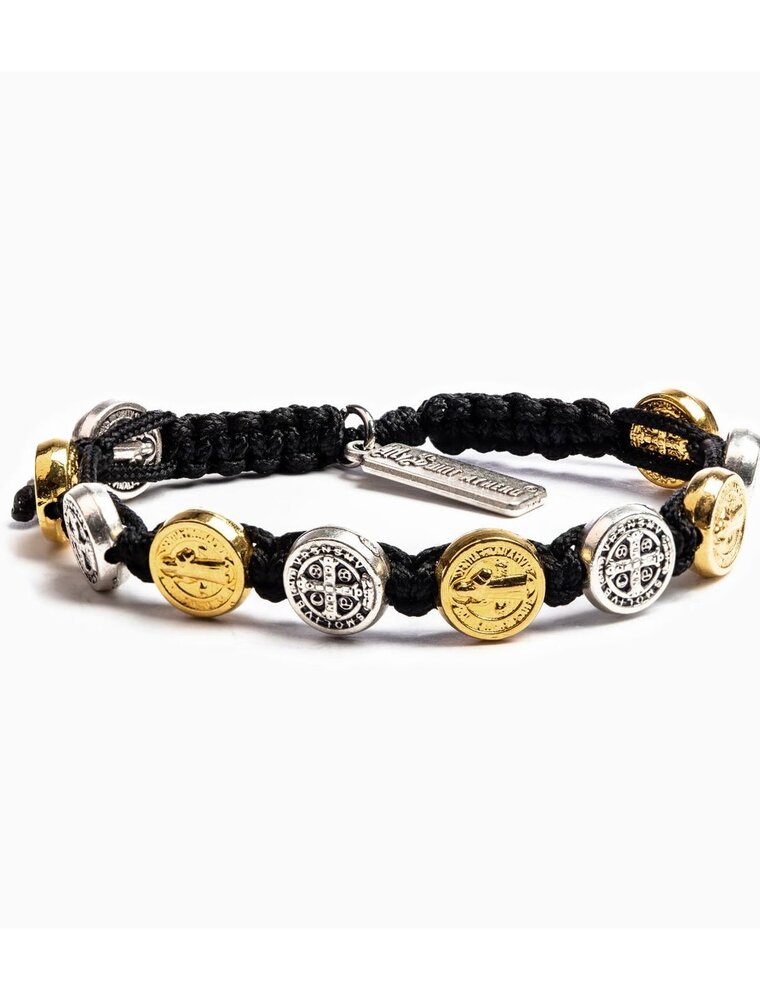 MY SAINT MY HERO Benedictine Blessing Bracelet - Black/Two Tone
