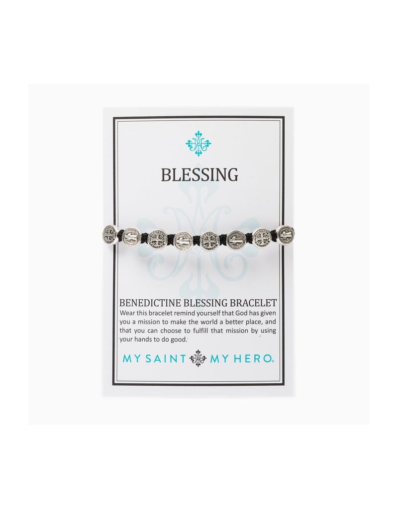 MY SAINT MY HERO Benedictine Blessing Bracelet - Black/Silver