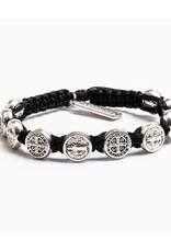 MY SAINT MY HERO Benedictine Blessing Bracelet - Black/Silver