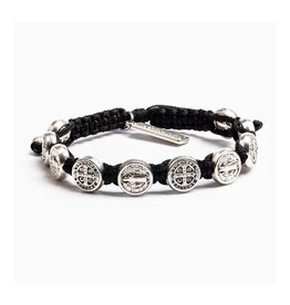 MY SAINT MY HERO Benedictine Blessing Bracelet - Black/Silver