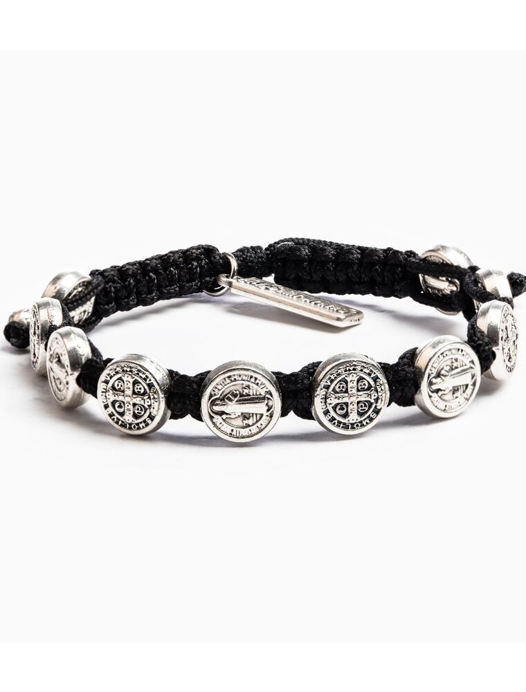 MY SAINT MY HERO Benedictine Blessing Bracelet - Black/Silver
