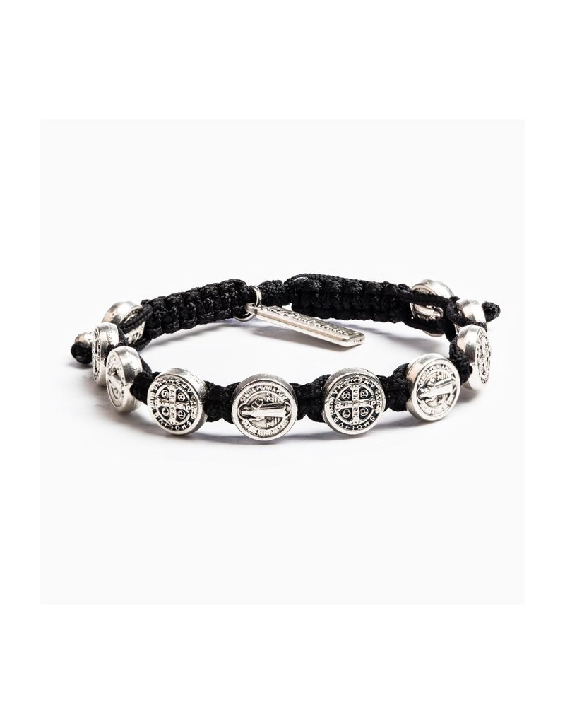 MY SAINT MY HERO Benedictine Blessing Bracelet - Black/Silver