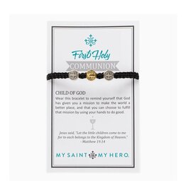 MY SAINT MY HERO First Holy Communion Bracelet - Black/Two Tone
