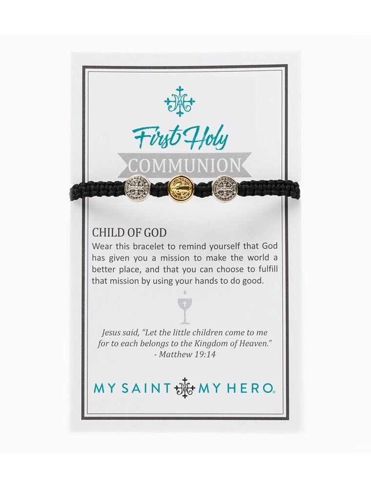 MY SAINT MY HERO First Holy Communion Bracelet - Black/Two Tone