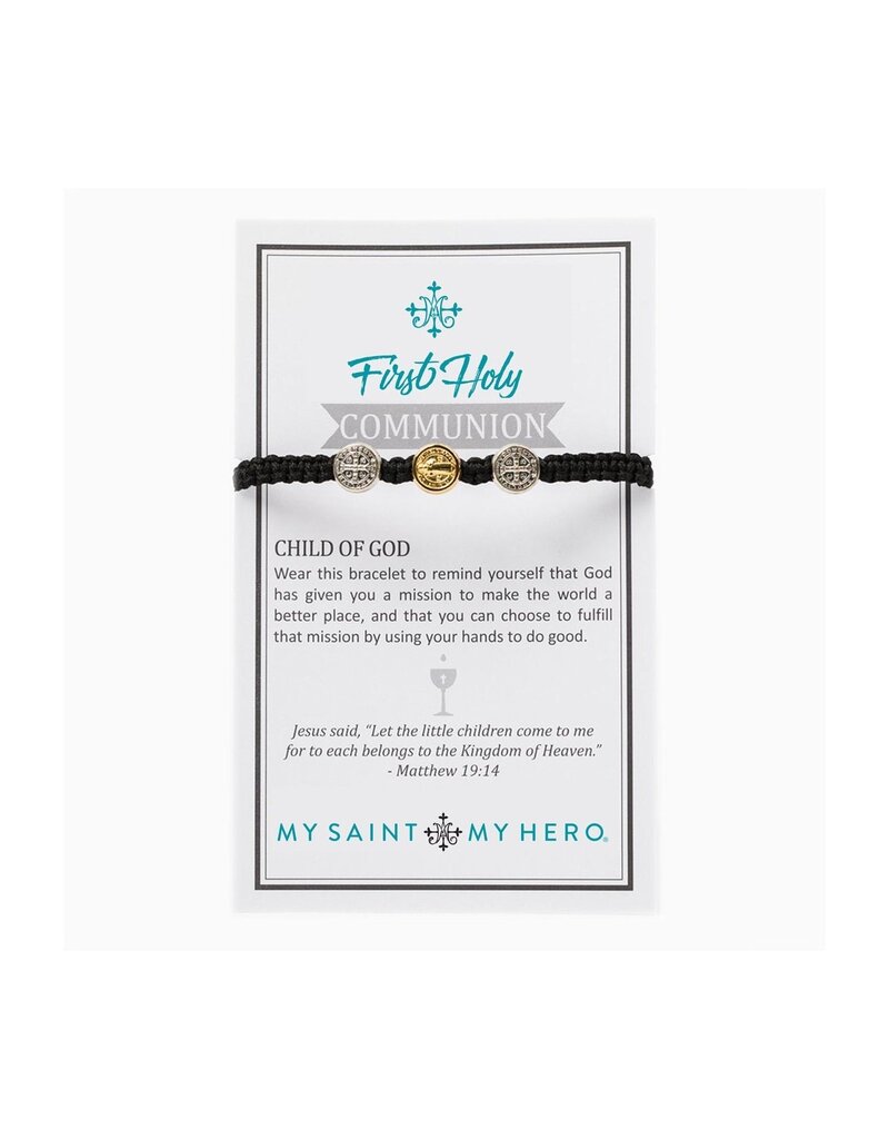 MY SAINT MY HERO First Holy Communion Bracelet - Black/Two Tone