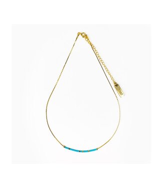 MY SAINT MY HERO Blessed Is She Morse Code Necklace - Gold/Blue