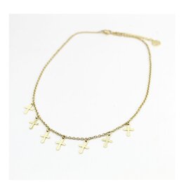 MY SAINT MY HERO Faith Cross Choker Necklace - Gold