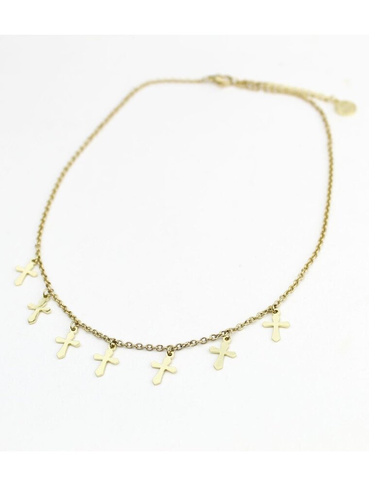 MY SAINT MY HERO Faith Cross Choker Necklace - Gold