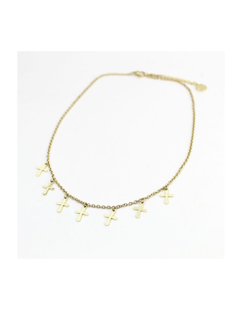 MY SAINT MY HERO Faith Cross Choker Necklace - Gold