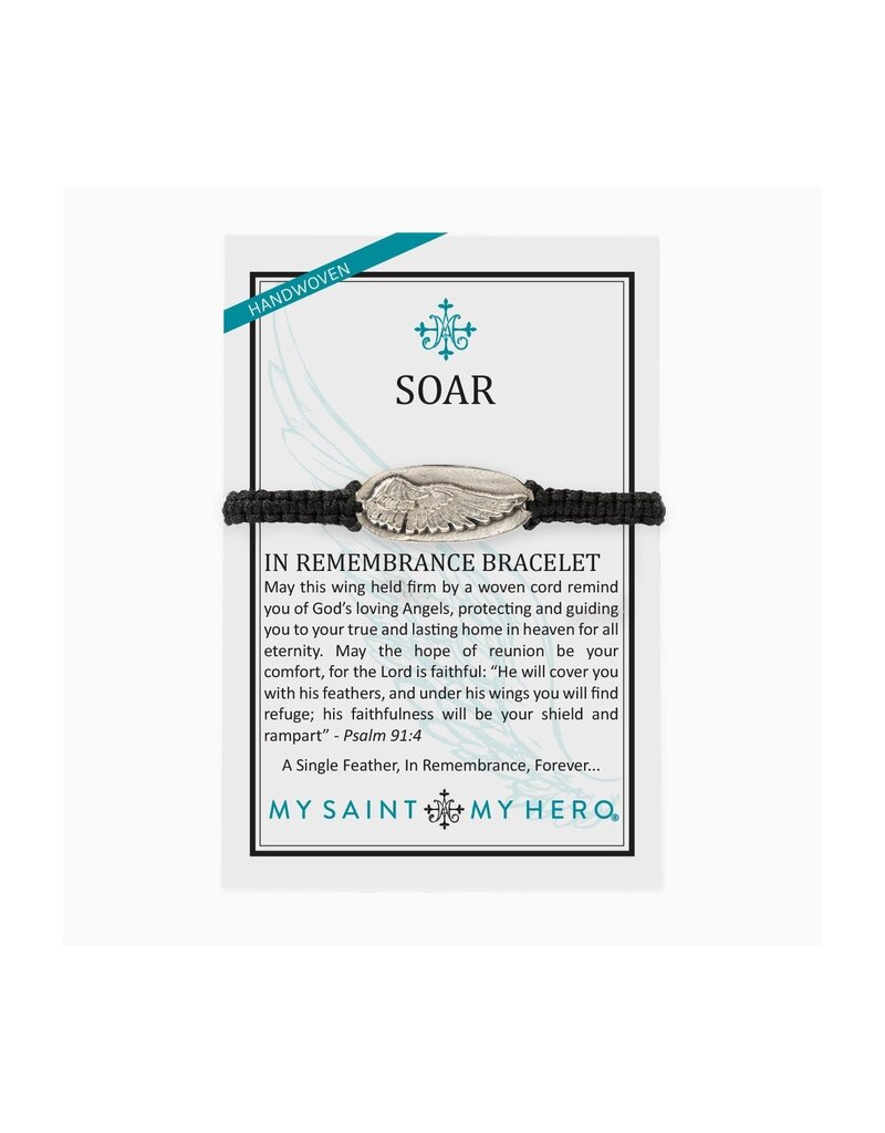 MY SAINT MY HERO Soar Angel Wing Bracelet - Black/Silver