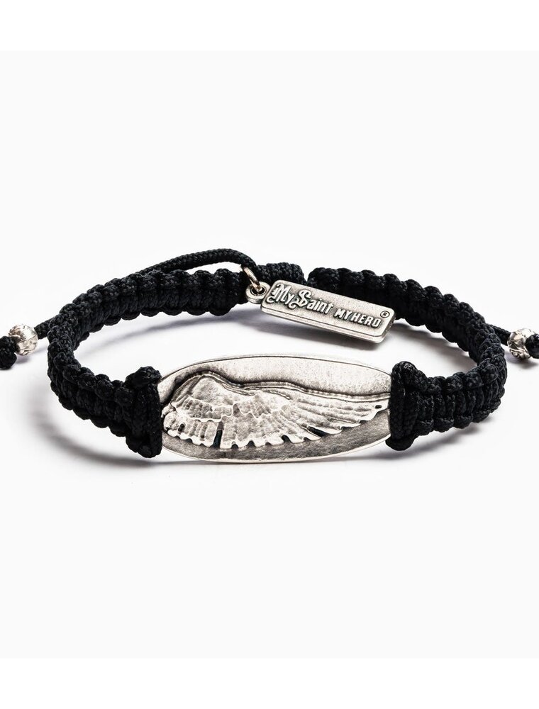 MY SAINT MY HERO Soar Angel Wing Bracelet - Black/Silver