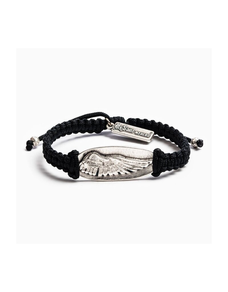 MY SAINT MY HERO Soar Angel Wing Bracelet - Black/Silver