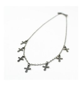 MY SAINT MY HERO Faith Cross Choker Necklace - Silver