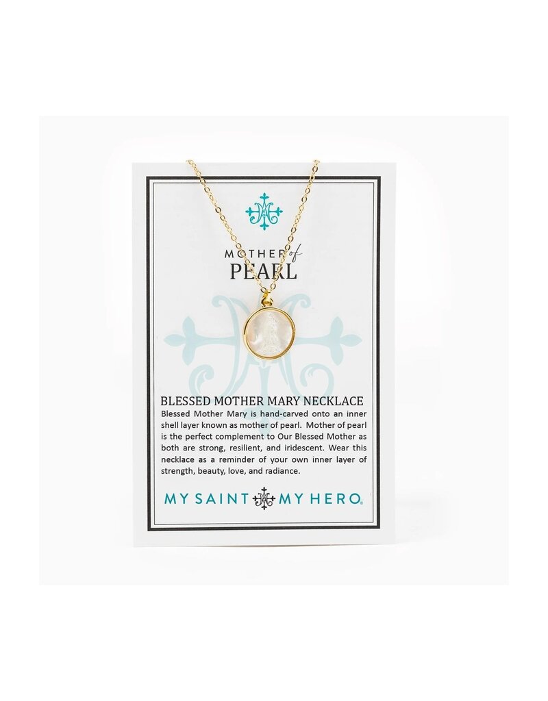 MY SAINT MY HERO Mother of Pearl Necklace - Gold