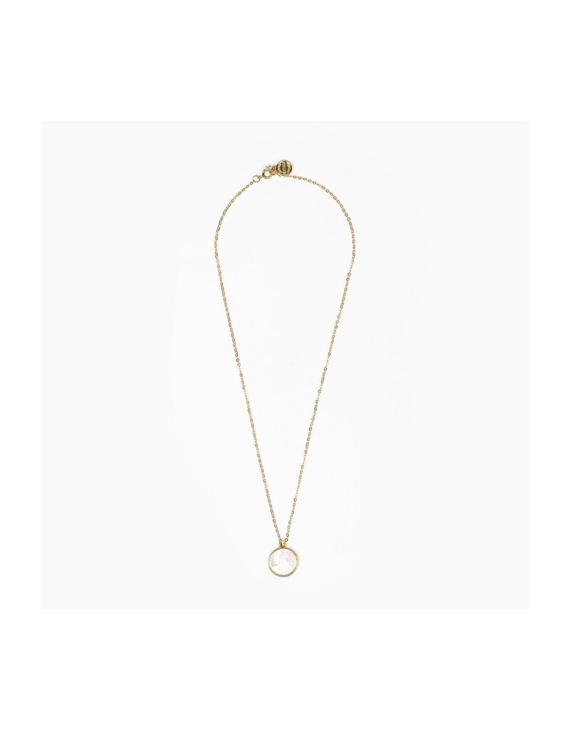 MY SAINT MY HERO Mother of Pearl Necklace - Gold