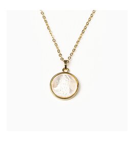 MY SAINT MY HERO Mother of Pearl Necklace - Gold
