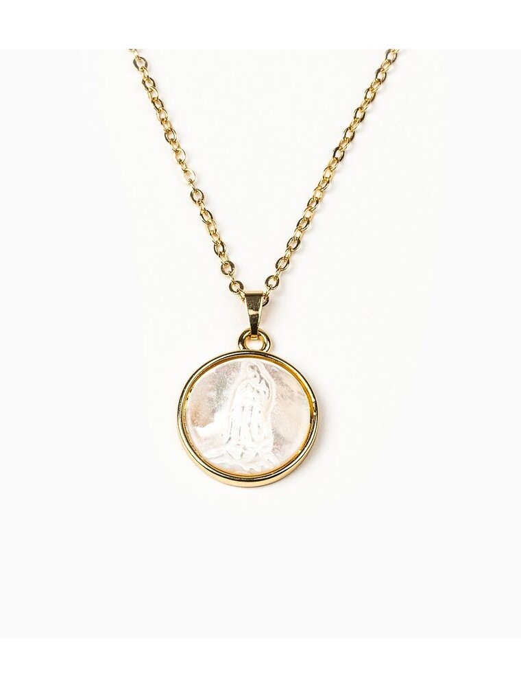 MY SAINT MY HERO Mother of Pearl Necklace - Gold
