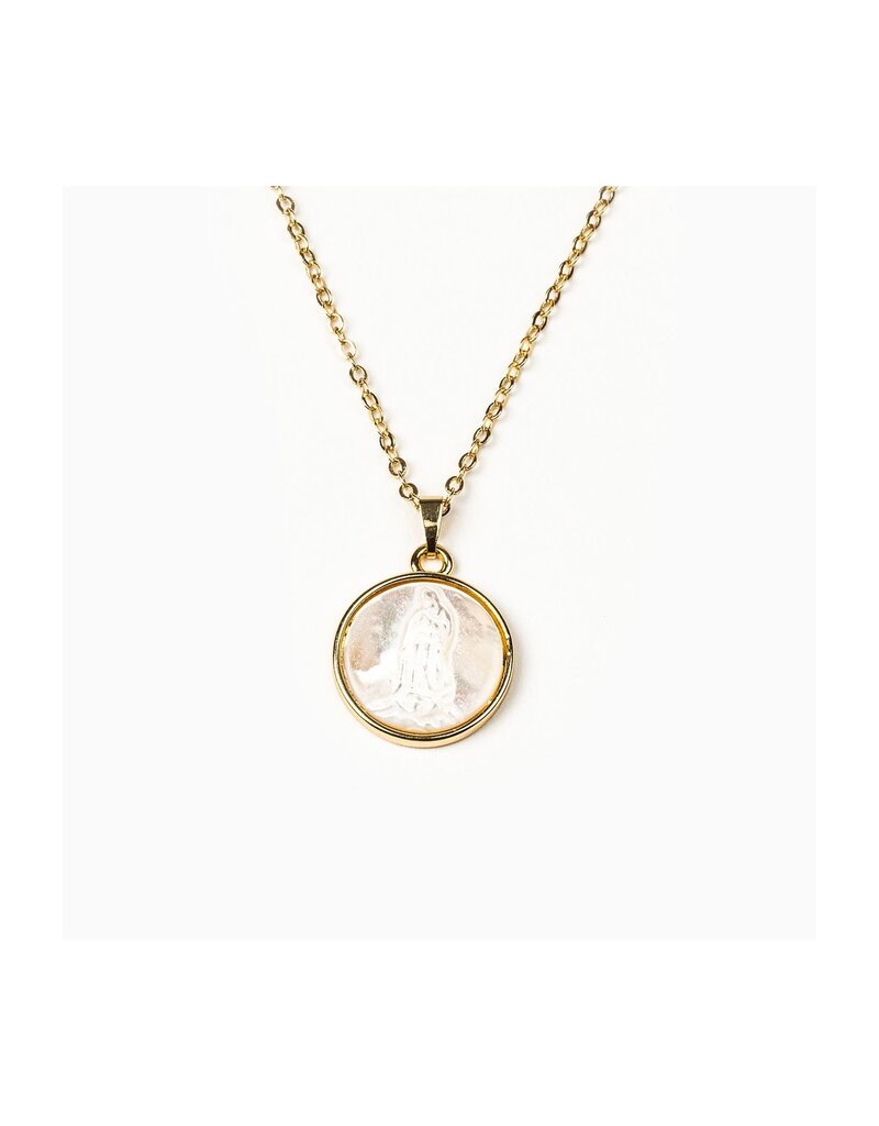 MY SAINT MY HERO Mother of Pearl Necklace - Gold