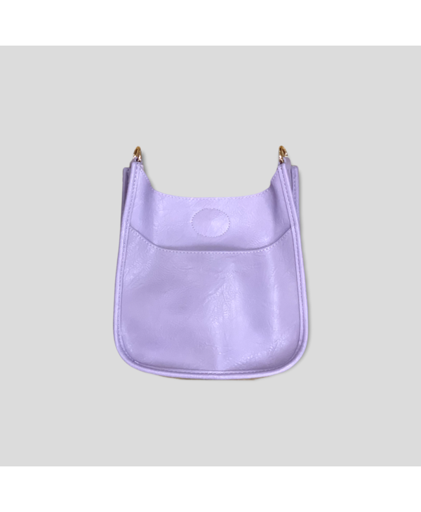 Mini Vegan Leather Messenger Bag Without Strap - Lilac (Gold Hardware)