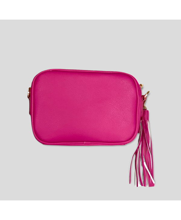 Pebbled Faux Leather Tassel Bag Without Strap - Hot Pink (Gold Hardware)