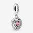 Sparkling Double Halo Heart Dangle Charm