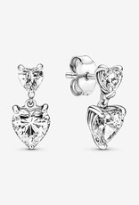 PANDORA Double Heart Sparkling Stud Earrings