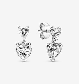 PANDORA Double Heart Sparkling Stud Earrings