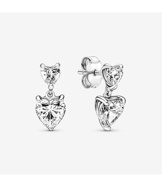 PANDORA Double Heart Sparkling Stud Earrings