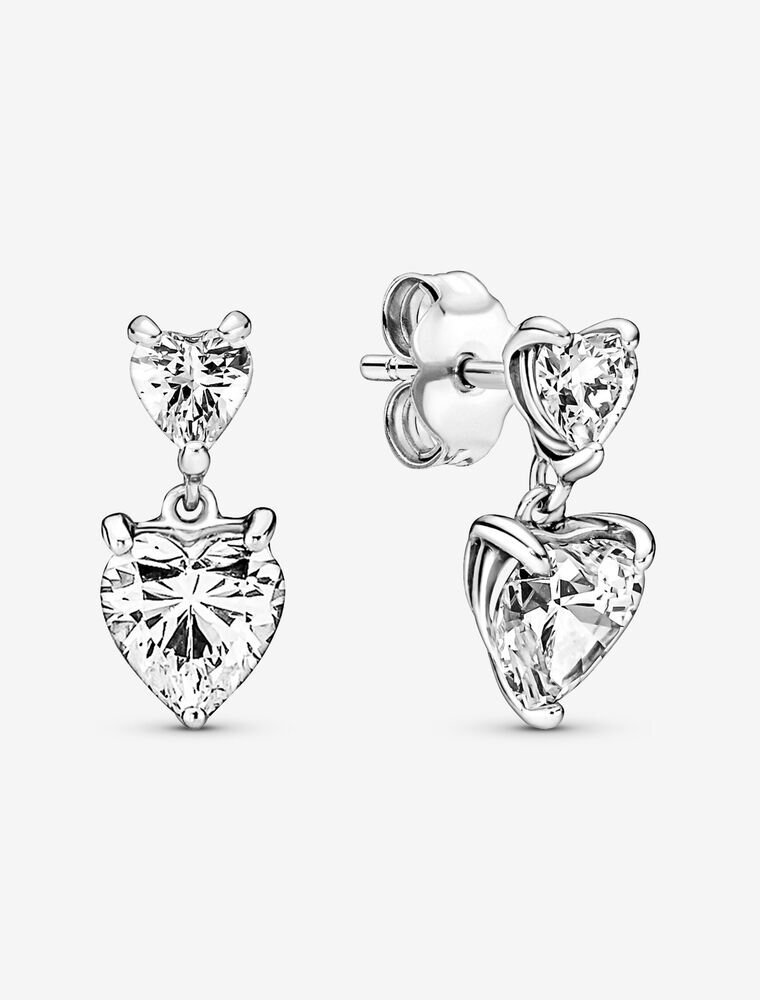 PANDORA Double Heart Sparkling Stud Earrings
