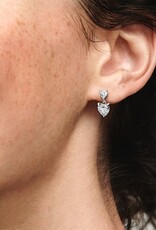 PANDORA Double Heart Sparkling Stud Earrings