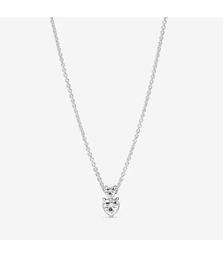 PANDORA Double Heart Pendant Sparkling Collier Necklace