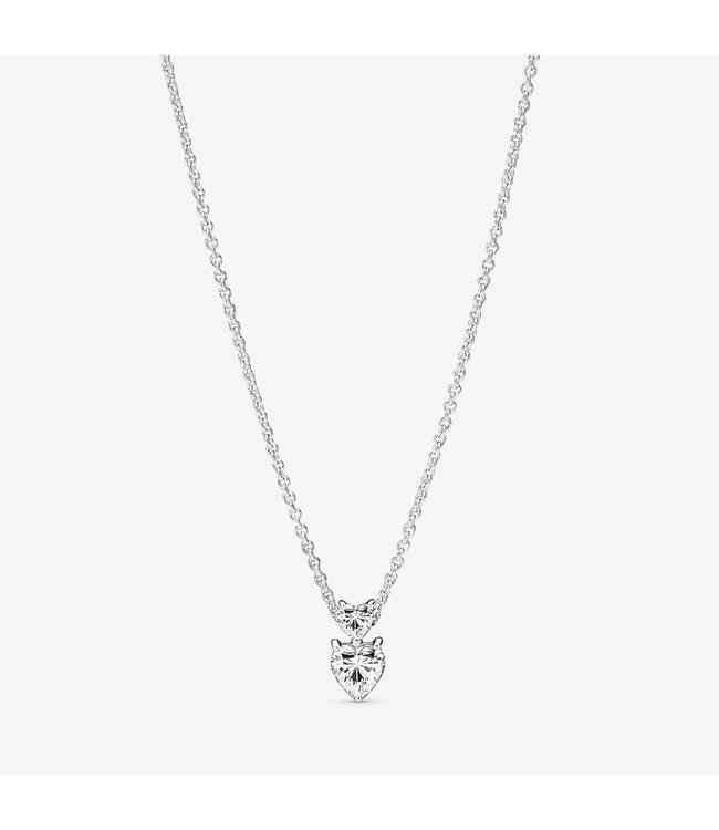 Double Heart Pendant Sparkling Collier Necklace