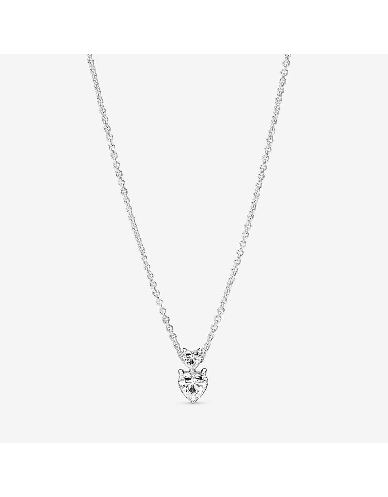 PANDORA Double Heart Pendant Sparkling Collier Necklace
