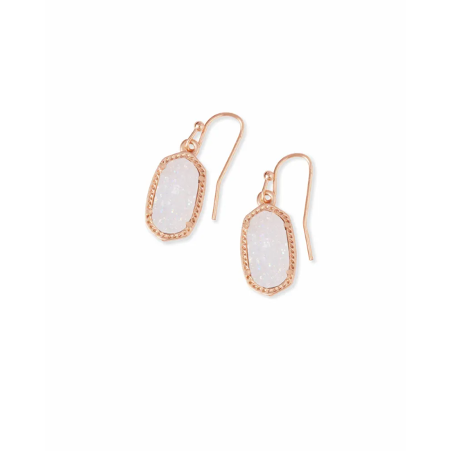 Lee Rose Gold Drop Earrings in Iridescent Drusy