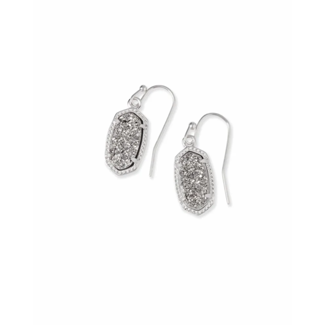 Lee Silver Drop Earrings in Platinum Drusy