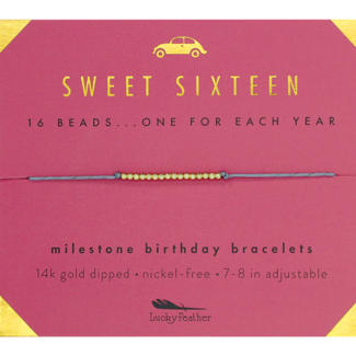 LUCKY FEATHER Sweet Sixteen  Birthday Milestone Bracelet