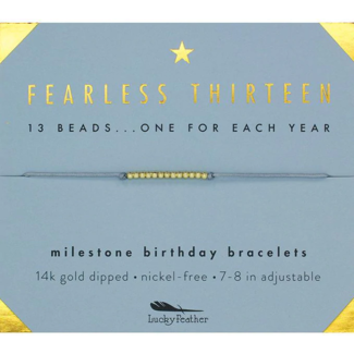 LUCKY FEATHER Fearless Thirteen Birthday Milestone Bracelet