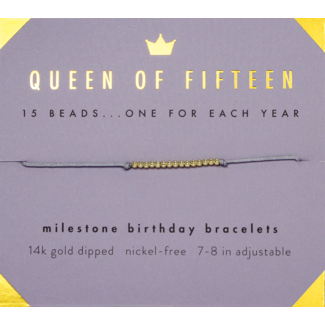 LUCKY FEATHER Queen of Fifteen Birthday Milestone Bracelet