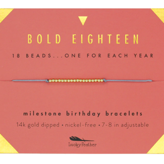 LUCKY FEATHER Bold Eighteen Birthday Milestone Bracelet