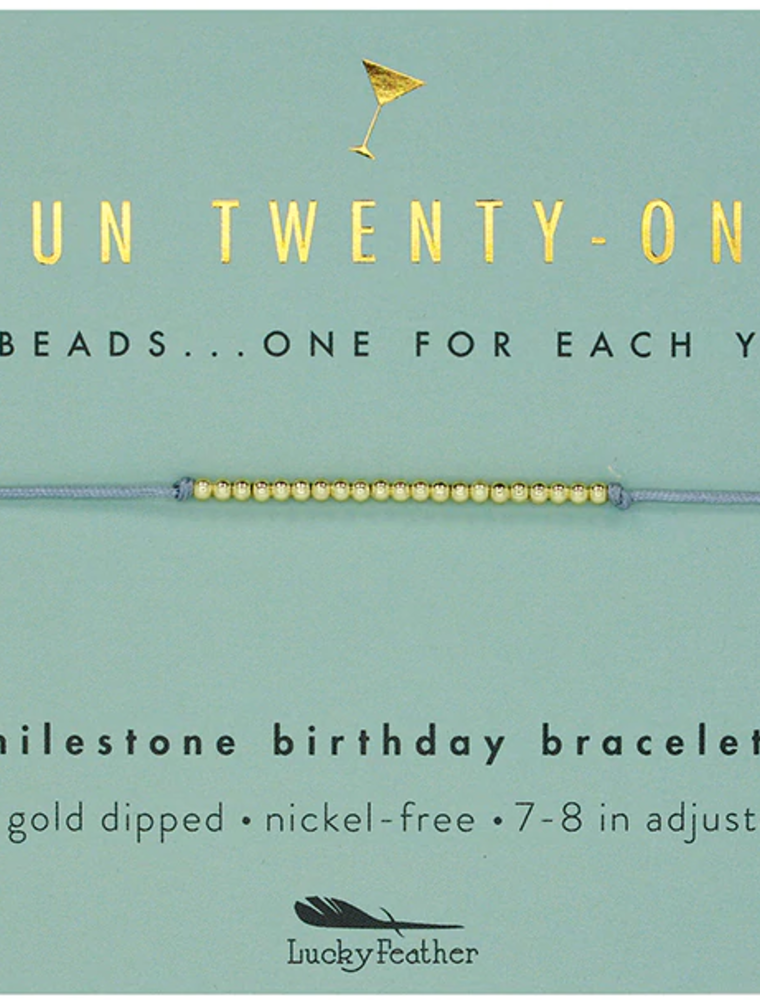 Fun Twenty-One Birthday Milestone Bracelet
