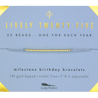 LUCKY FEATHER Lively Twenty-Five Birthday Milestone Bracelet